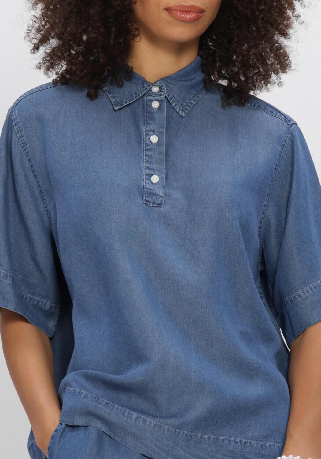 Blaue SELECTED WOMEN Blusen SLFJANNA OVERSIZE 2/4 POLO SHIRT - large