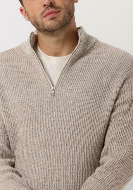 Beige CALVIN KLEIN Pullover BADGE PLATED HALF ZIP SWEATER - large