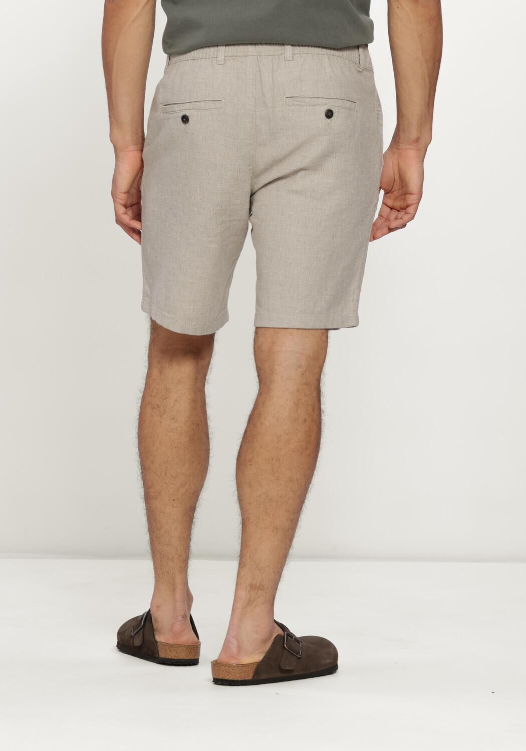Sand SELECTED MEN Kurze Hose SLHREGULAR-BRODY LINEN BLD SHORTS NOOS - large