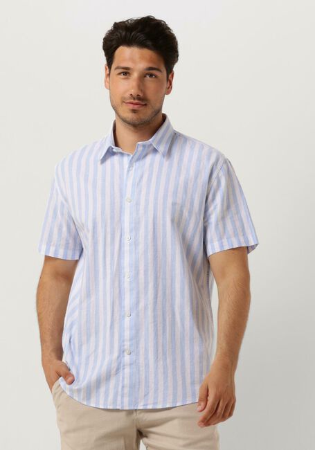 Blaue SELECTED HOMME Casual-Oberhemd SLHREGNEW-LINEN SHIRT SS CLASSIC - large