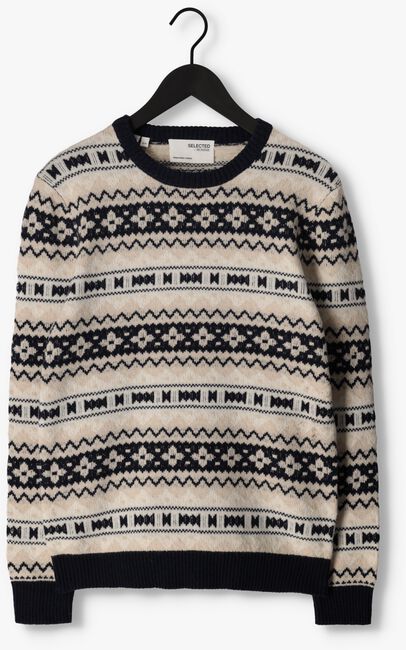 Beige SELECTED HOMME Pullover FAROE LS KNIT FAIR ISLE CREW - large