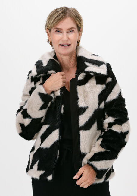Schwarze GIACOMO THE JACKET Fake-Fur-Jack 11 PIED DE POULE SHORT - large