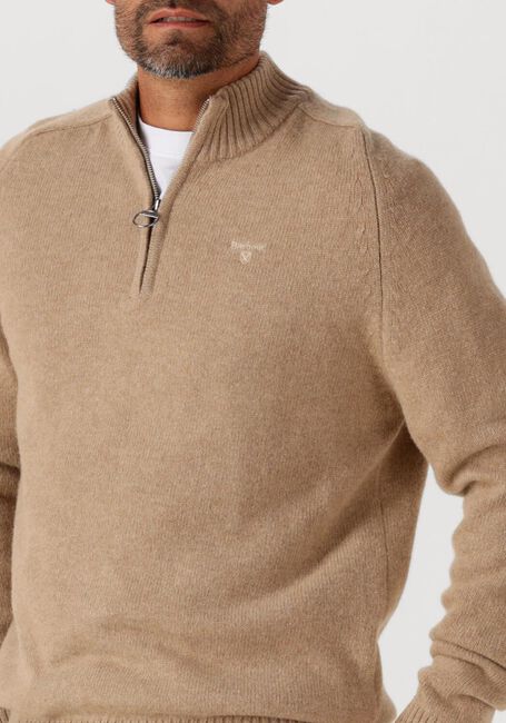 Beige BARBOUR Pullover GRANGETWON HALF ZIP KNITTED JUMPER - large