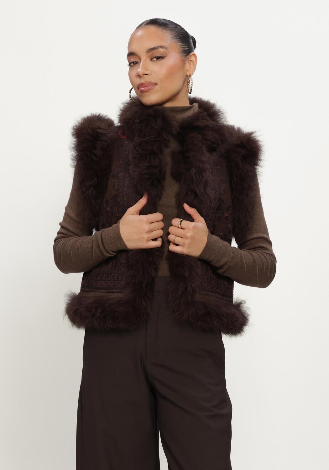 Braune ANTIK BATIK Blusen SANDO GILET