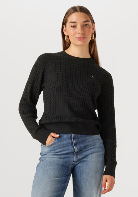 Schwarze TOMMY HILFIGER Pullover CO CABLE FINE GG C-NK LS SWT - large