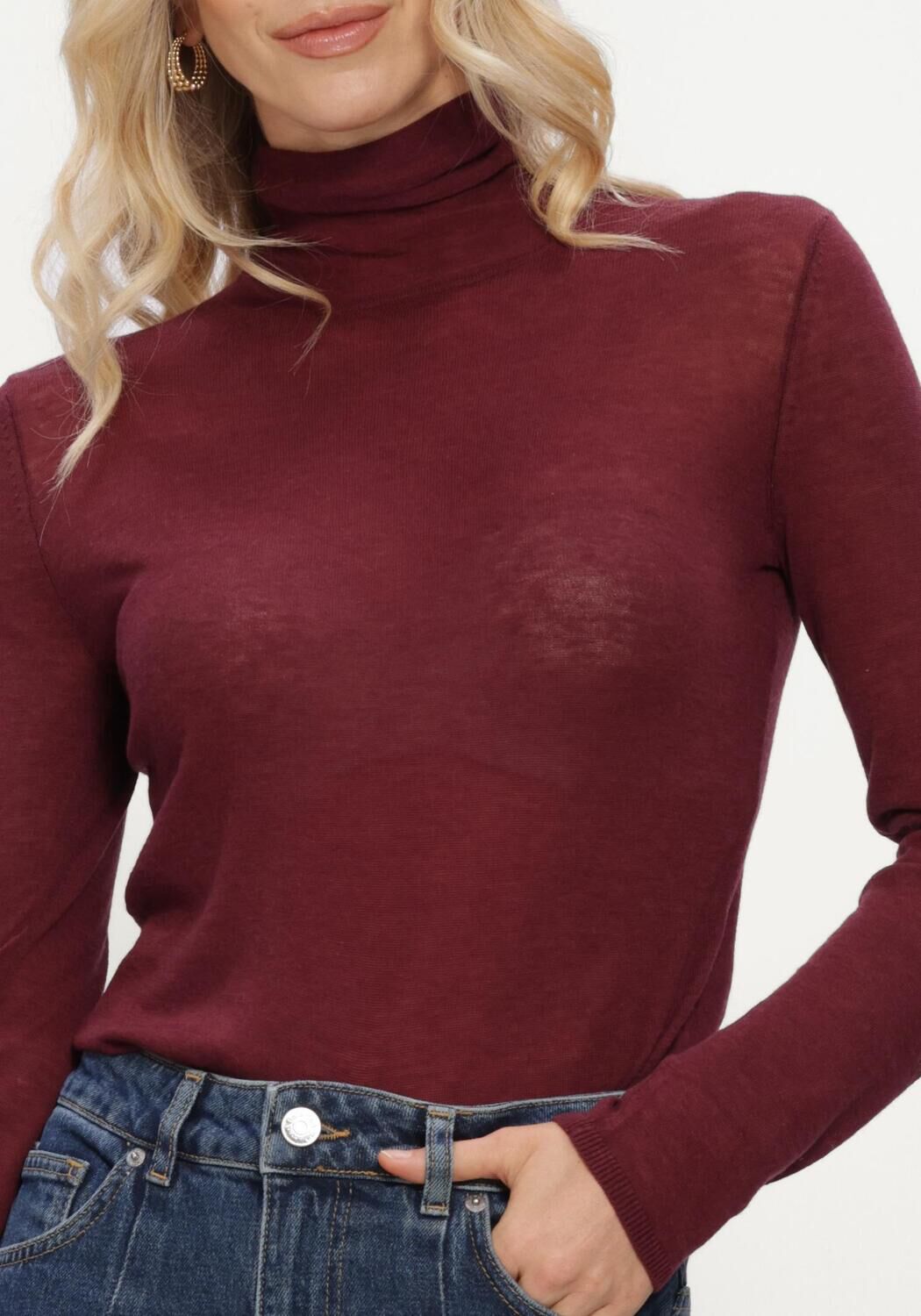 Bordeaux SELECTED WOMEN Top SLWVENDY WOOL LS KNIT ROLL NECK - large