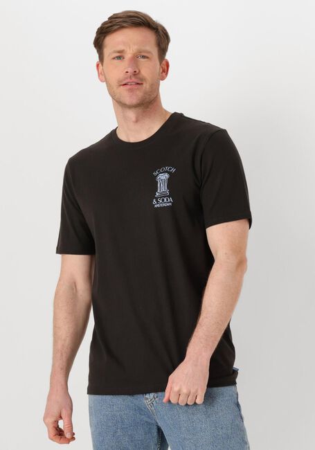 Schwarze SCOTCH & SODA T-shirt LEFT CHEST ARTWORK T-SHIRT - large