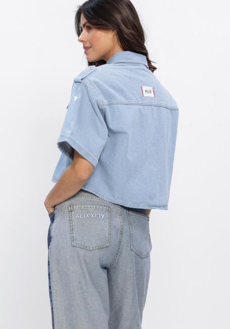 Hellblau ALIX THE LABEL Blusen LADIES WOVEN FLOWY DENIM SHORTSLEEVE BLOUSE - large