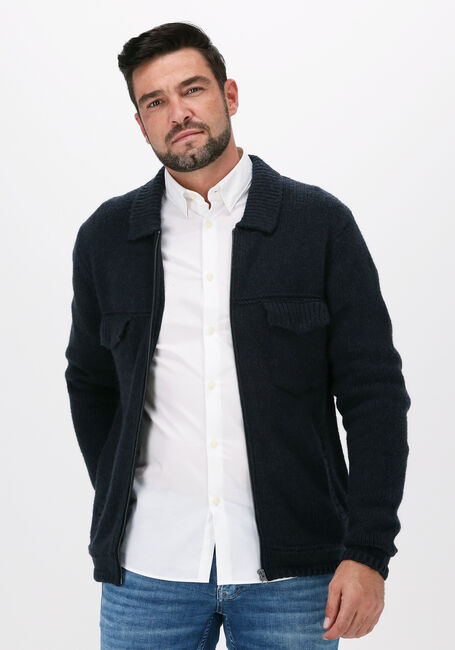 Blaue SELECTED HOMME Strickjacke SLHCASON LS KNIT ZIP CARDIGAN  - large