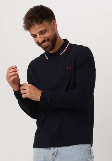 Dunkelblau FRED PERRY Polo-Shirt TWIN TIPPED FRED PERRY SHIRT LONG SLEEVE - large