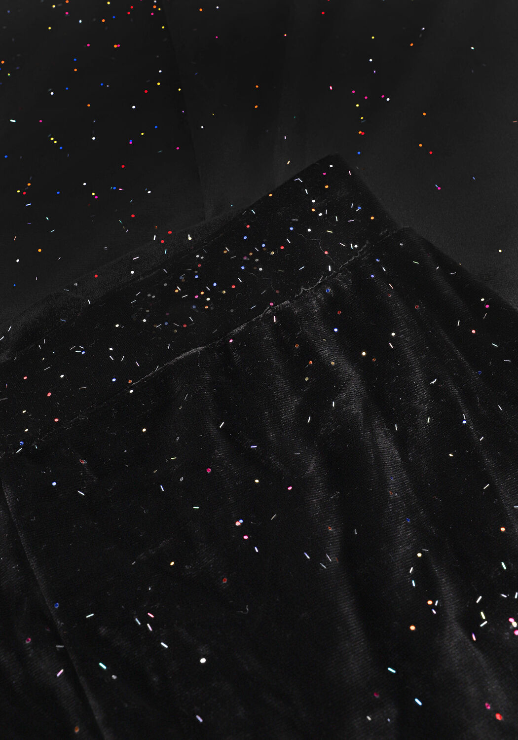 Schwarze COLOURFUL REBEL Schlaghose JOLIE VELVET MULTI GLITTER DOT - large