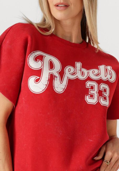 Rote COLOURFUL REBEL Pullover REBELS 33 ACID WASH DRPPD SHLDR SWEAT SS - large