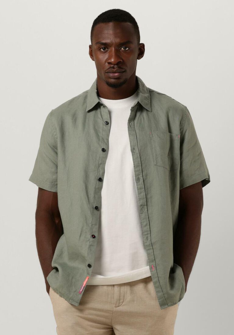 dunkelgrün scotch & soda casual-oberhemd short sleeve linen shirt