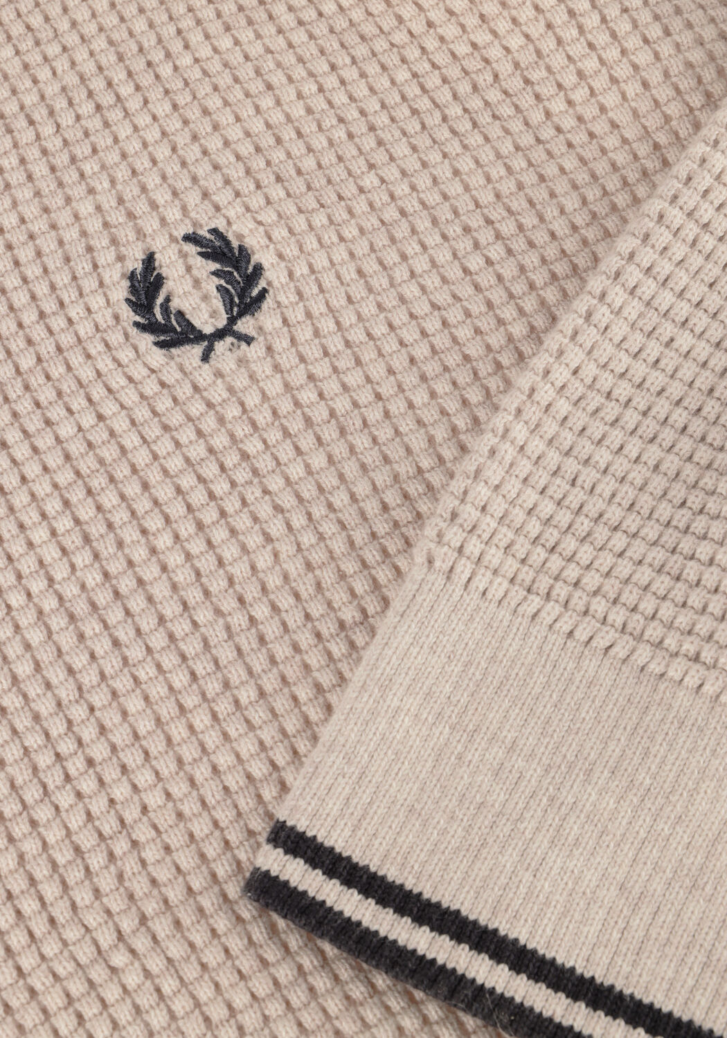 Nicht-gerade weiss FRED PERRY Pullover WAFFLE STITCH CREW NECK JUMPER - large