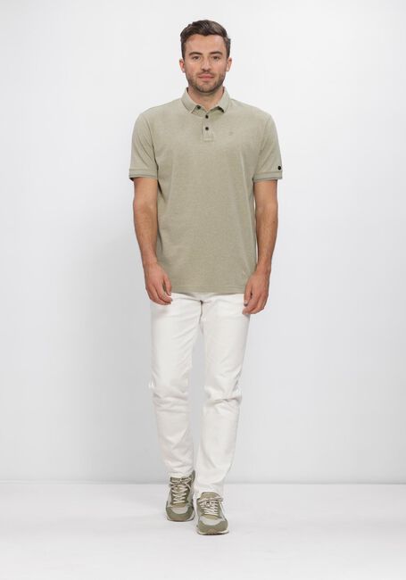 Khaki CAST IRON Polo-Shirt SHORT SLEEVE POLO SLIM FIT POPCORN JERSEY MELANGE - large