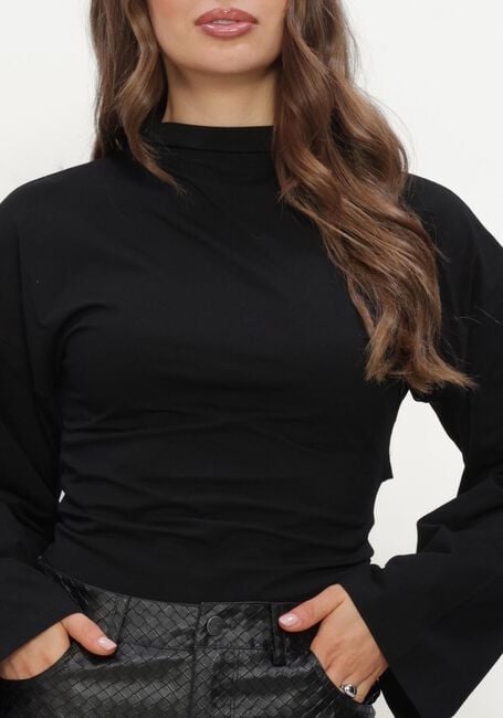 Schwarze REFINED DEPARTMENT Top LADIES KNITTED LONGSLEEVE DETAIL BACK FEATHER - large
