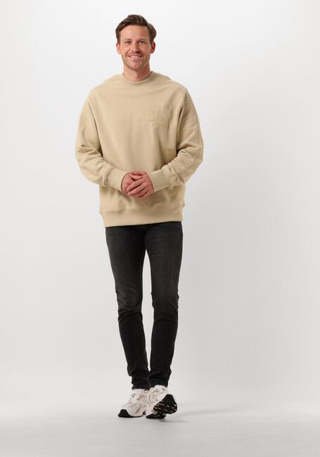 Khaki CALVIN KLEIN Sweatshirt CK APPLIQUE CREW NECK - large