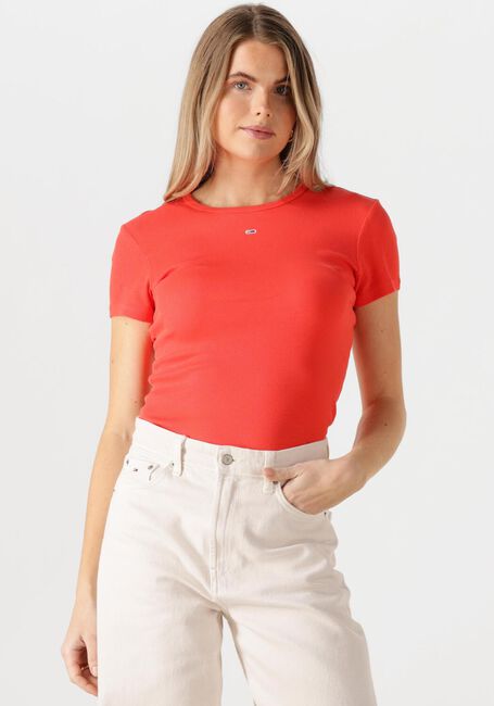 Rote TOMMY JEANS T-shirt TJW SLIM ESSENTIAL RIB SS EXT - large
