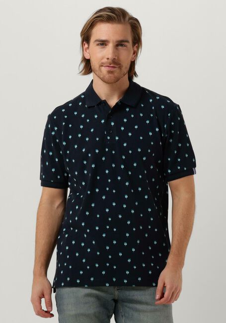 Dunkelblau SCOTCH & SODA Polo-Shirt MINI PALM PRINT POLO - large