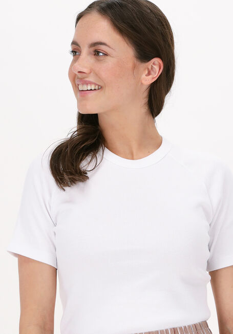 Weiße ESMÉ STUDIOS Top BLOSSOM SS O NECK RIB T-SHIRT - large