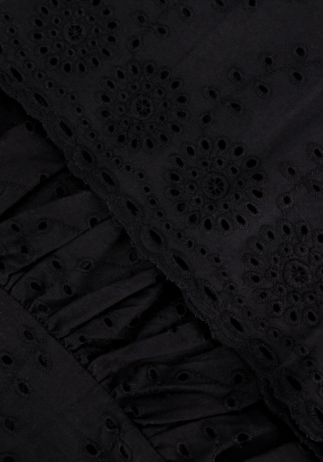 Schwarze COLOURFUL REBEL Minikleid RISSEY BRODERIE ANGLAISE BABYDOLL DRESS - large