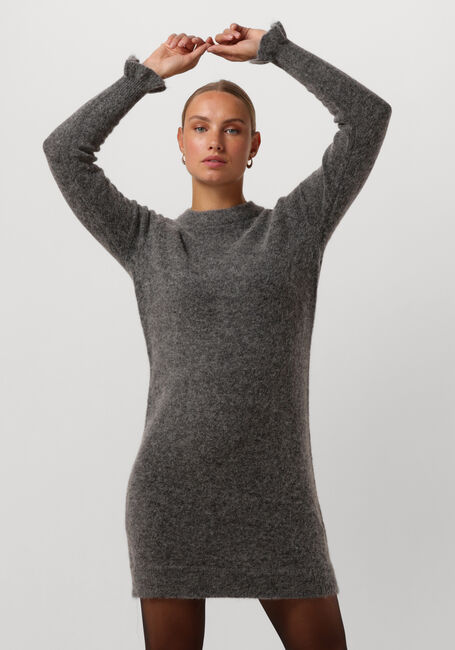 Graue SELECTED FEMME Minikleid SLFSIA RAS FRILL LS KNIT DRESS - large