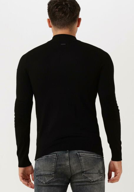 Schwarze PUREWHITE Pullover MOCKNECK FLAT KNIT WITH RIBBED PARTS AND TRIANGLE BADGE ON CHEST - large
