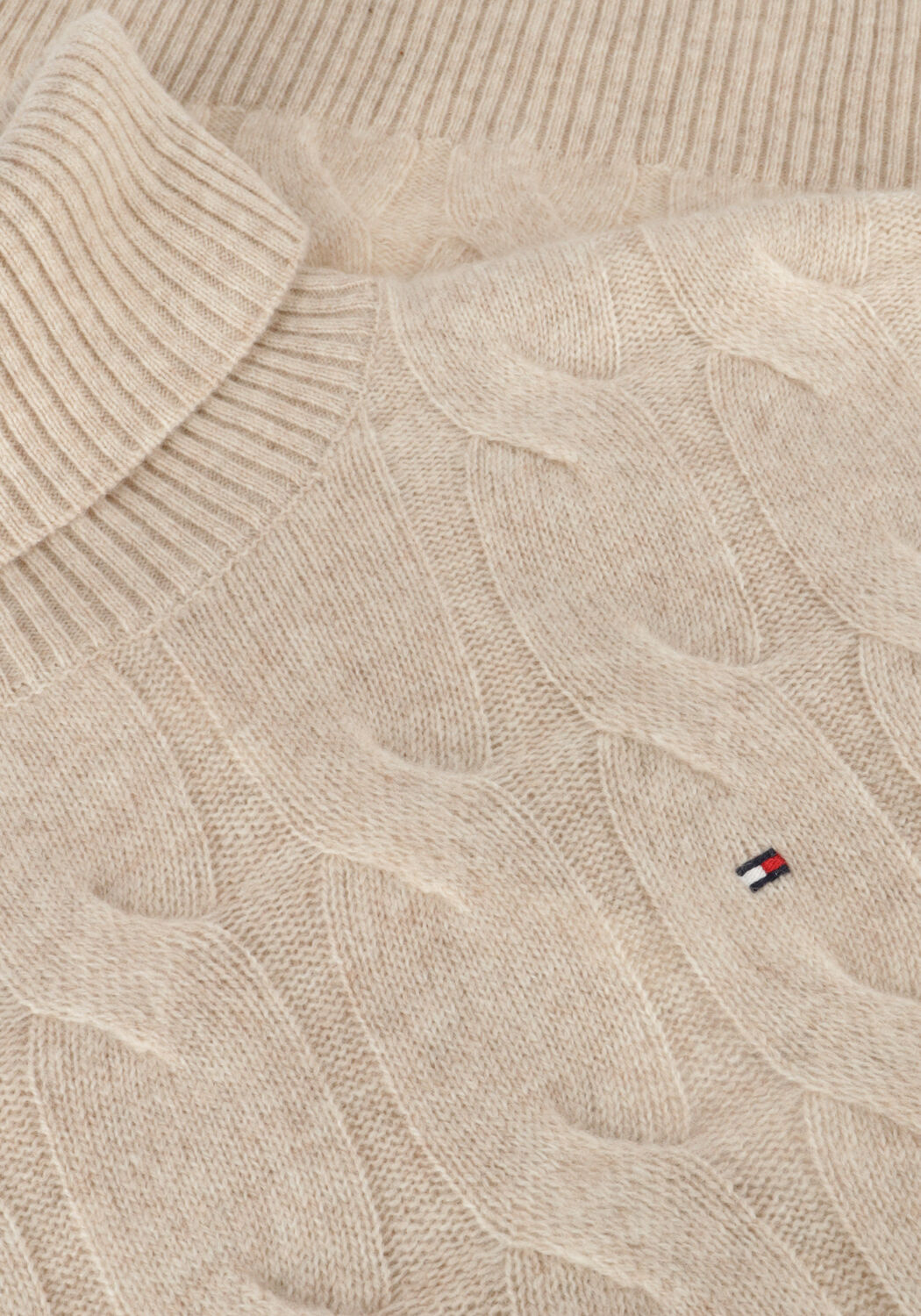 Beige TOMMY HILFIGER Rollkragenpullover SOFT WOOL CABLE ROLL-NK SWEATER - large