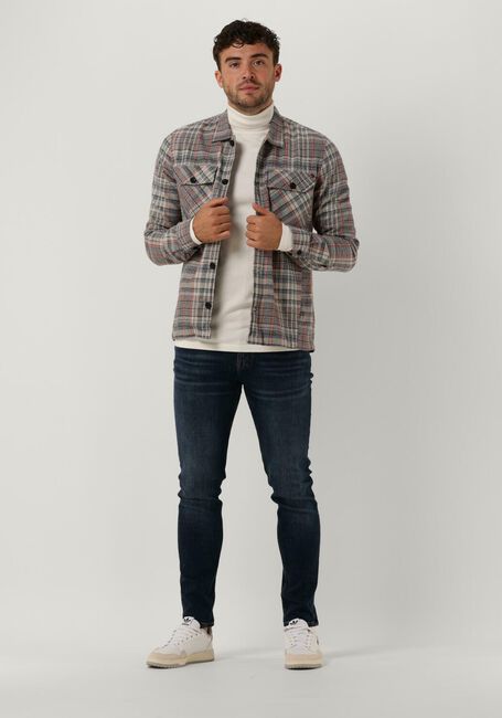 Blaue CAST IRON Overshirt LONG SLEEVE SHIRT MOULINE CHECK SHIRTJACKET - large