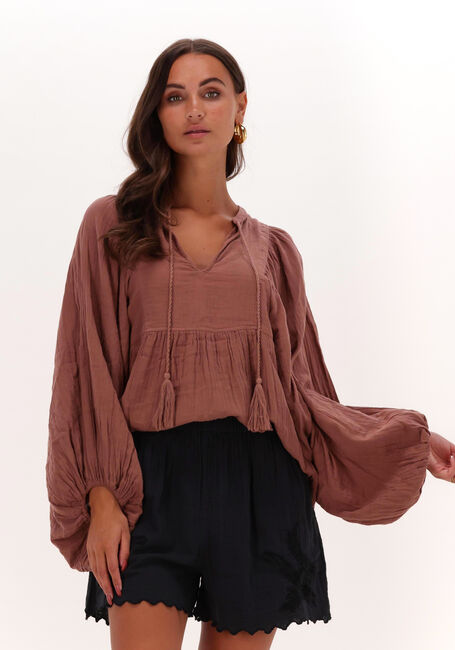 Braune SISSEL EDELBO Blusen DICTE ORGANIC COTTON TOP - large