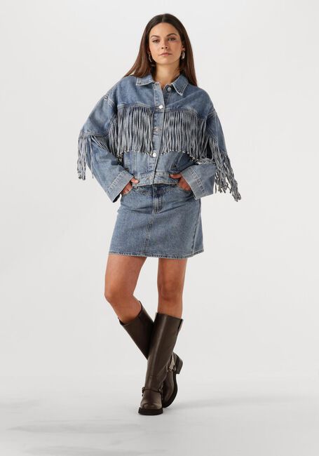 Blaue Y.A.S. Jeansjacke YASAIKO LS DENIM FRINGE JACKET - large