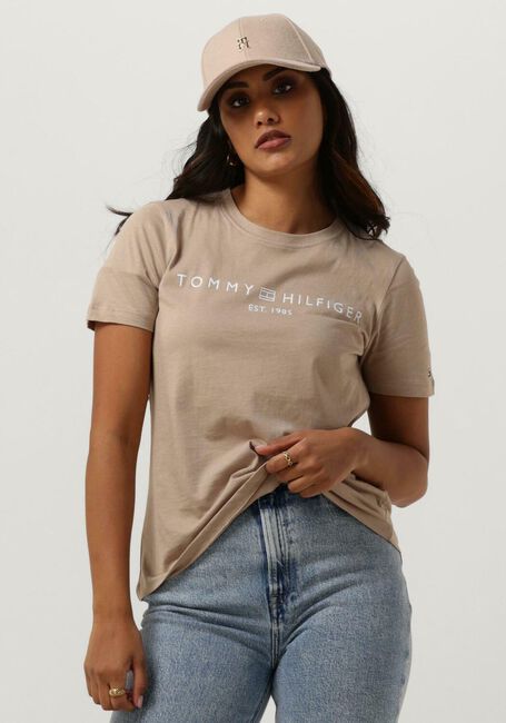 Beige TOMMY HILFIGER T-shirt REG CORP LOGO C-NK SS - large