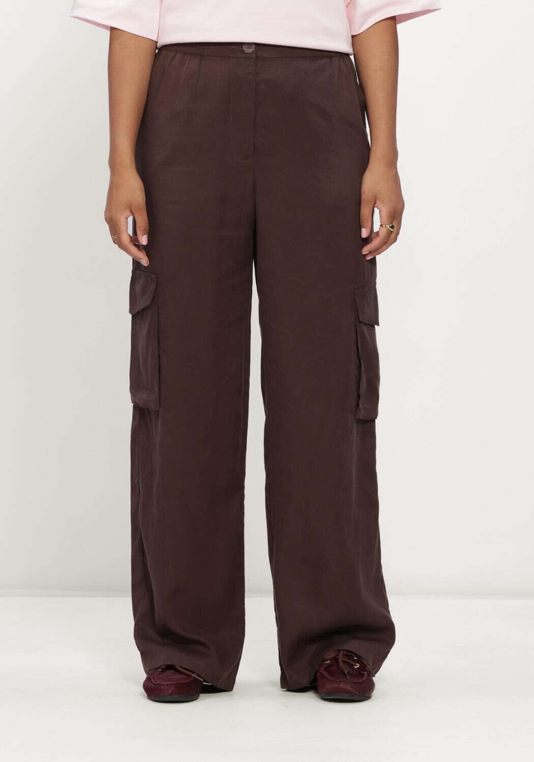 Braune Y.A.S. Hosen YASBAMBOO HMW PANT WO. ELASTIC - large