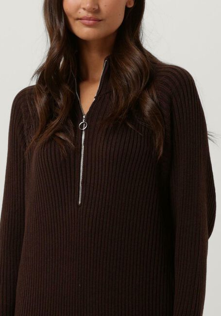 Braune Y.A.S. Midikleid YASMAVI LS KNIT MIDI ZIPPER DRESS - large