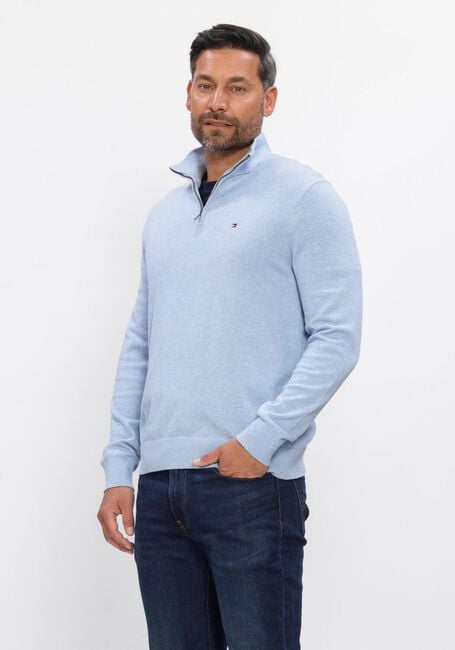 Hellblau TOMMY HILFIGER Pullover ESSENTIAL COTTON ZIP MOCK - large