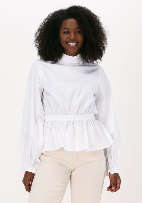 Weiße SELECTED FEMME Blusen JOSEFINE LS NECK RUFFLE TOP - large