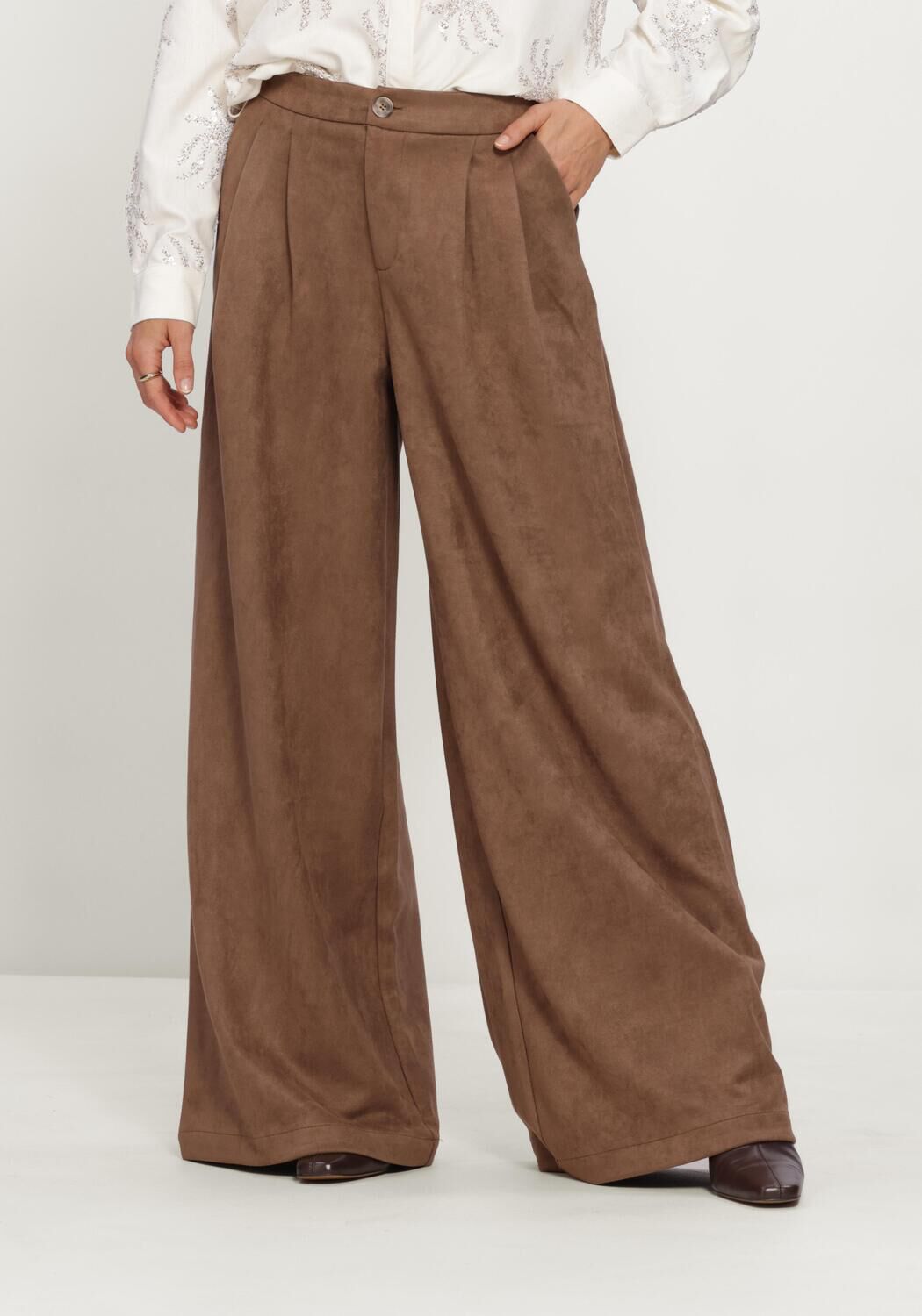 Braune NUKUS Weite Hose BODINE PANTS SUEDE - large