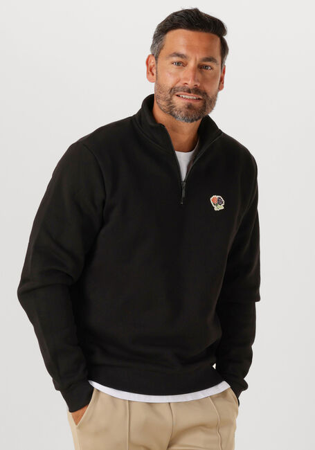 Schwarze LES DEUX Sweatshirt FELIPE PATCH HALF ZIP - large