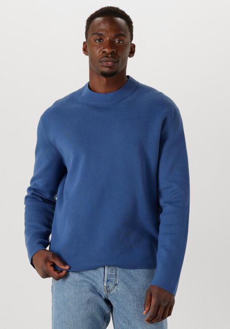 Blaue SELECTED MEN Pullover SLHMIKE LIGHT LS KNIT RELAXED MOCK NECK - large