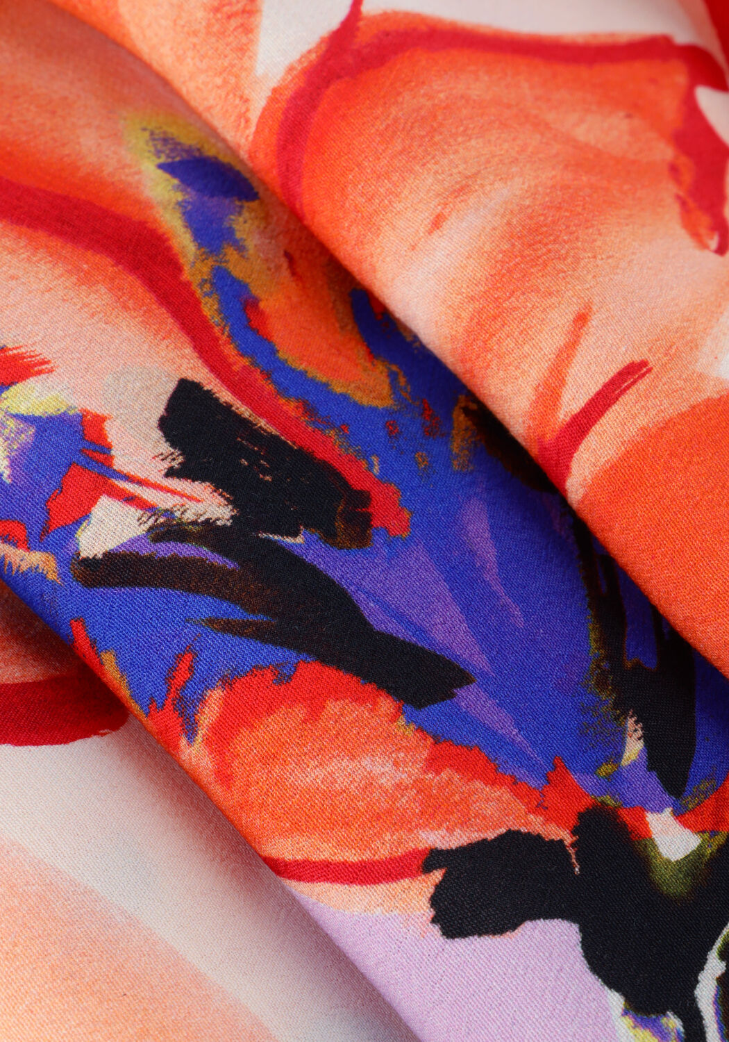 Orangene JANSEN AMSTERDAM Midikleid WBF514 WOVEN PRINT DRESS KNEELENGTH V-NECK 3/4 PUFFED SLEEVE - large