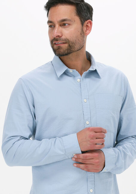 Blaue SELECTED HOMME Casual-Oberhemd SLHREGAXEL SHIRT LS SEERSUCKER - large