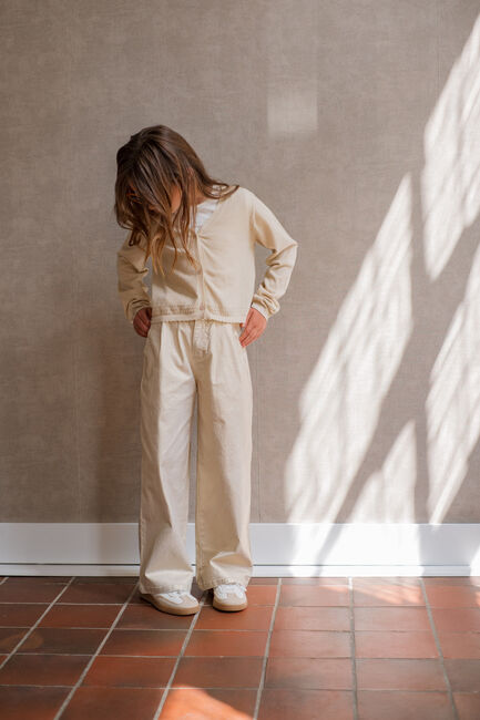 Ecru LIKE FLO Weite Hose FYKE COATED DENIM PANTS - large