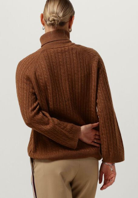 Cognacfarbene TOMMY HILFIGER Rollkragenpullover SOFT WOOL AO CABLE ROLL-NK SWT - large