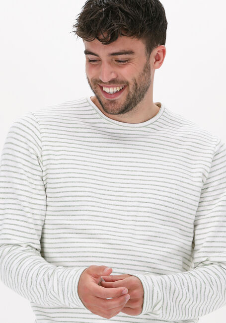 Weiße DSTREZZED Sweatshirt BOATNECK L/S FANCY TERRY STRIPE - large