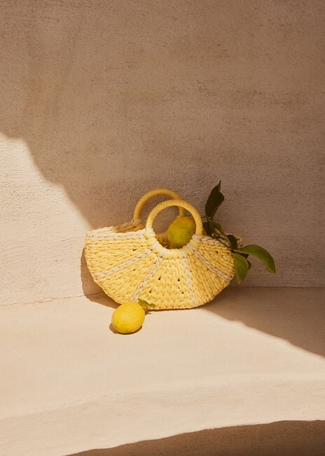 Gelbe MOLO Handtasche LEMON STRAW BAG - large