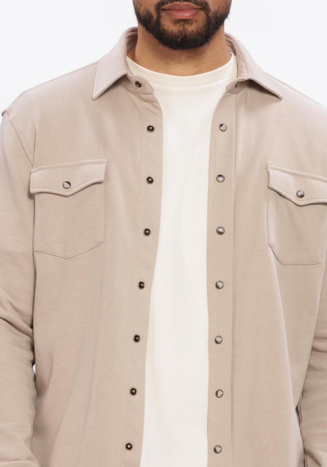 Beige PROFUOMO Casual-Oberhemd OVERSHIRT WESTERN - large