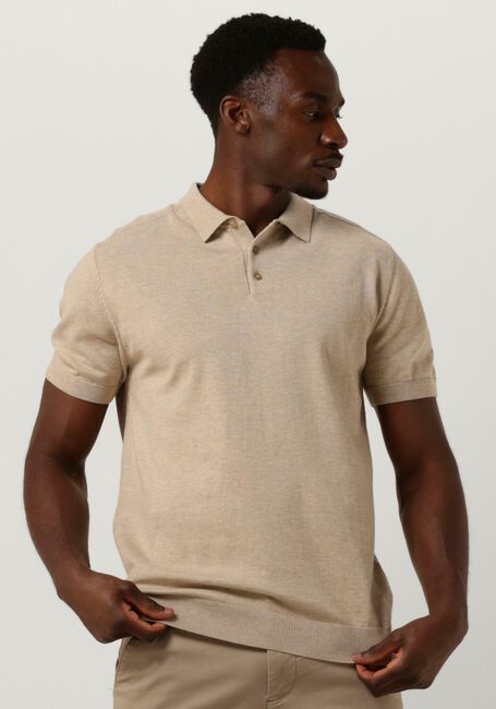 Beige SELECTED MEN Polo-Shirt SLHBERG SS KNIT POLO NOOS - large