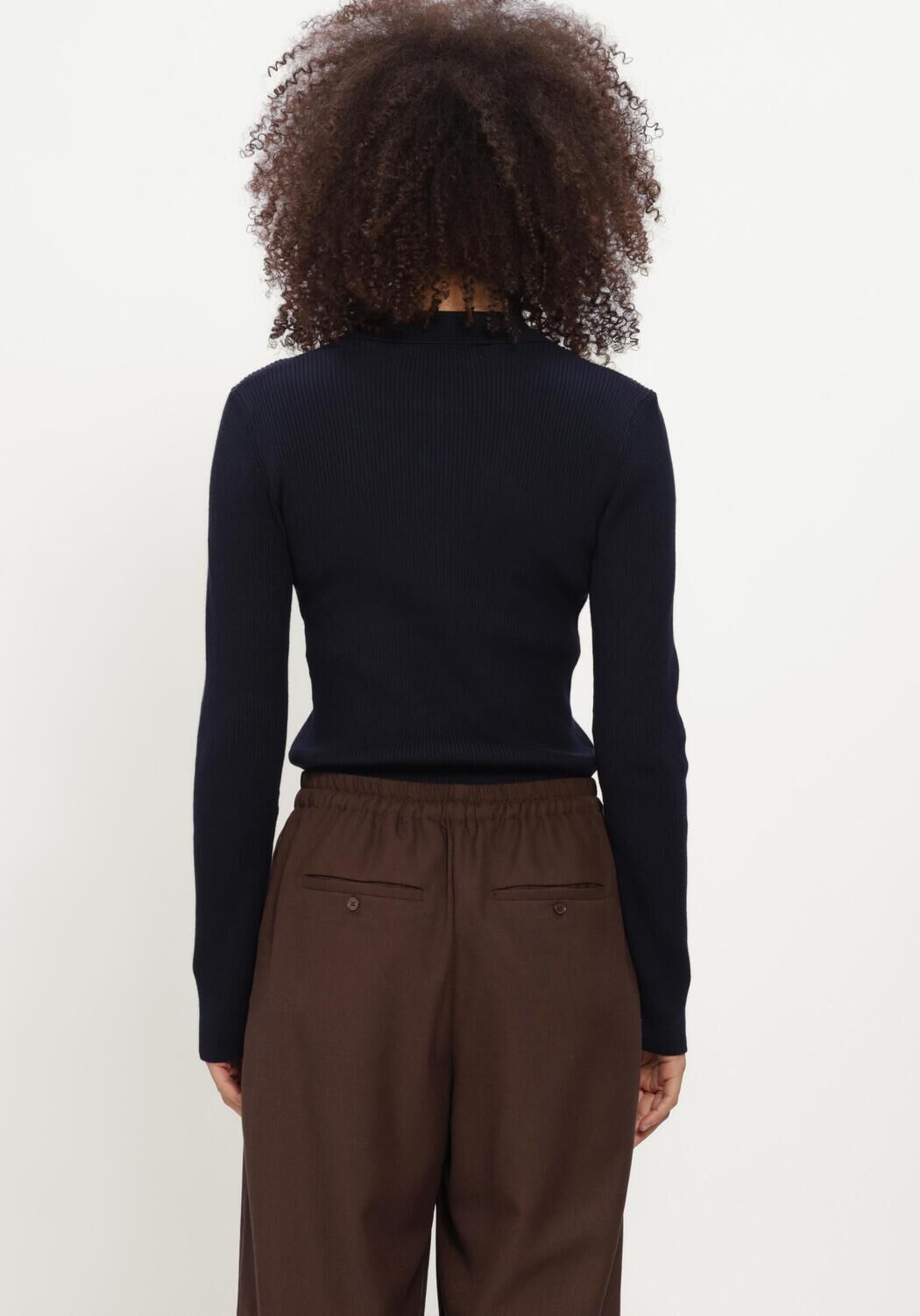 Blaue BRUUNS BAZAAR Rollkragenpullover ANEMONEBBVALEA KNIT POLO - large