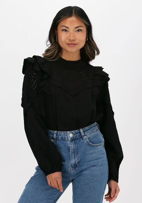 Schwarze SCOTCH & SODA Blusen EMBROIDERED VOLUMINOUS SLEEVED - large