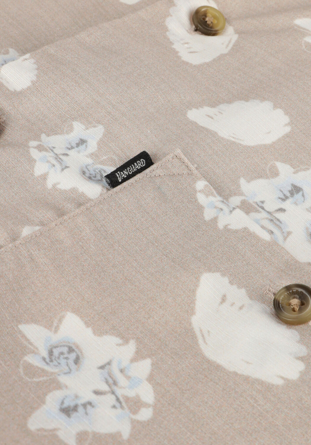 Beige VANGUARD Casual-Oberhemd SHORT SLEEVE SHIRT PRINTED TENCEL COTTON LINEN - large